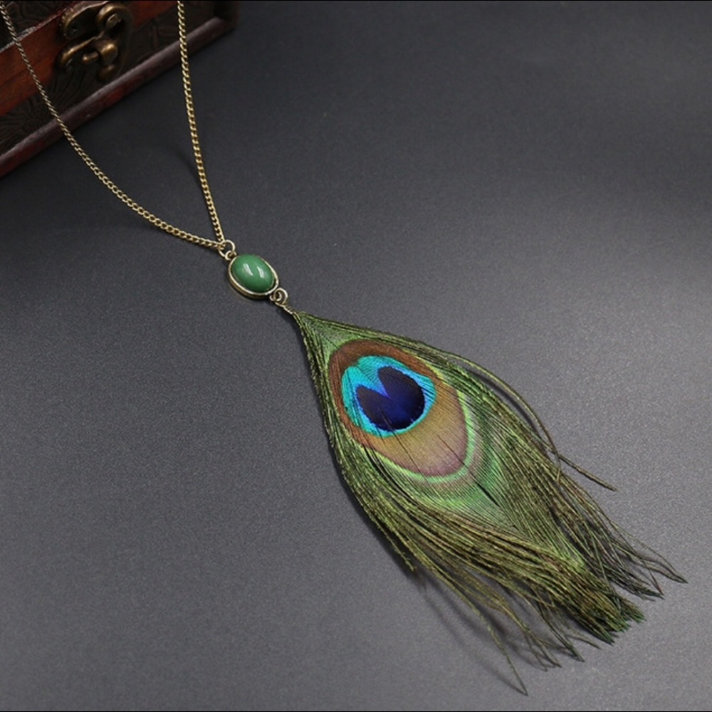 Peacock feather pendant